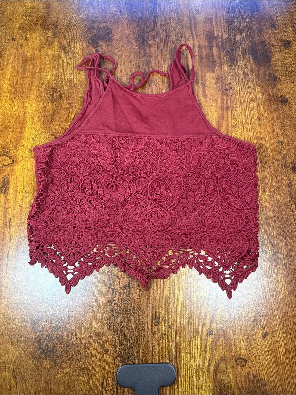 Garage Burgundy Lace Halter Crop Top Cami Size Small Boho Festival